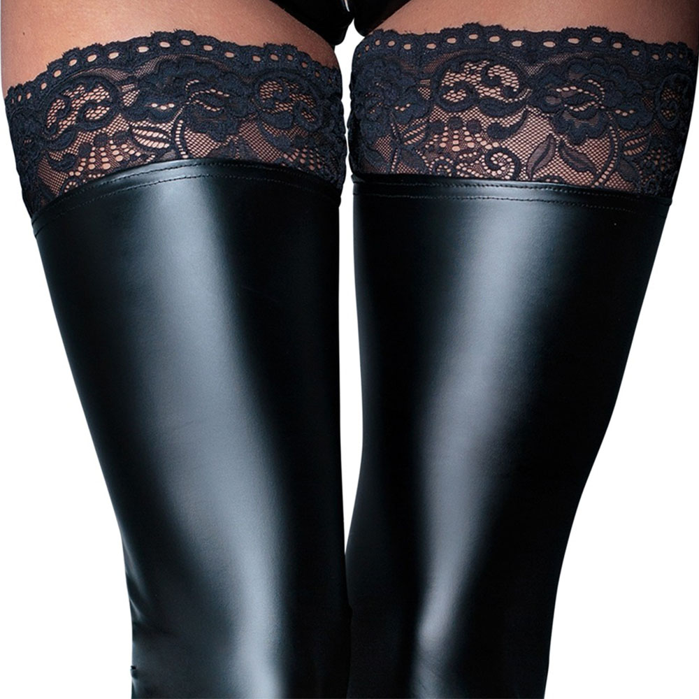 Noir Handmade Black Footless Lace Top Stockings image 3
