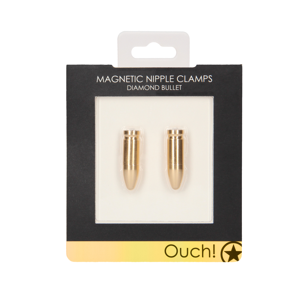 Ouch Magnetic Nipple Clamps Diamond Bullet Gold image 2