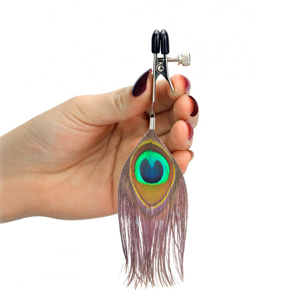 Nipple Clamps With Peacock Feather Trim image 2