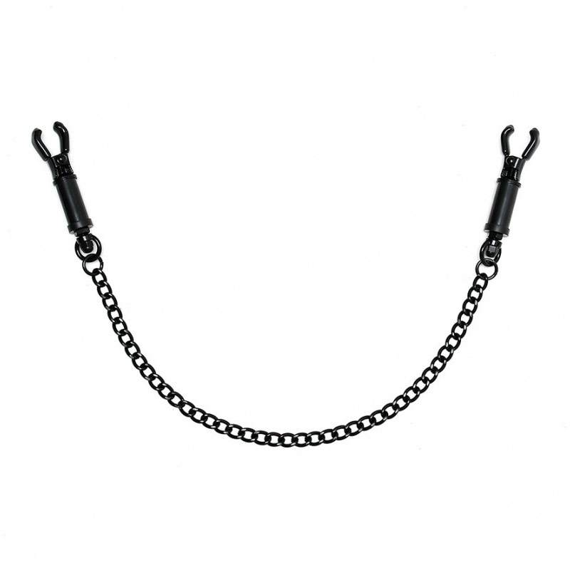 Black Metal Adjustable Nipple Clamps With Chain image 1