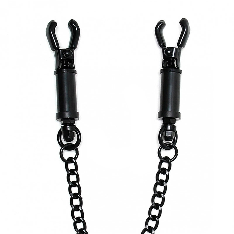 Black Metal Adjustable Nipple Clamps With Chain image 2