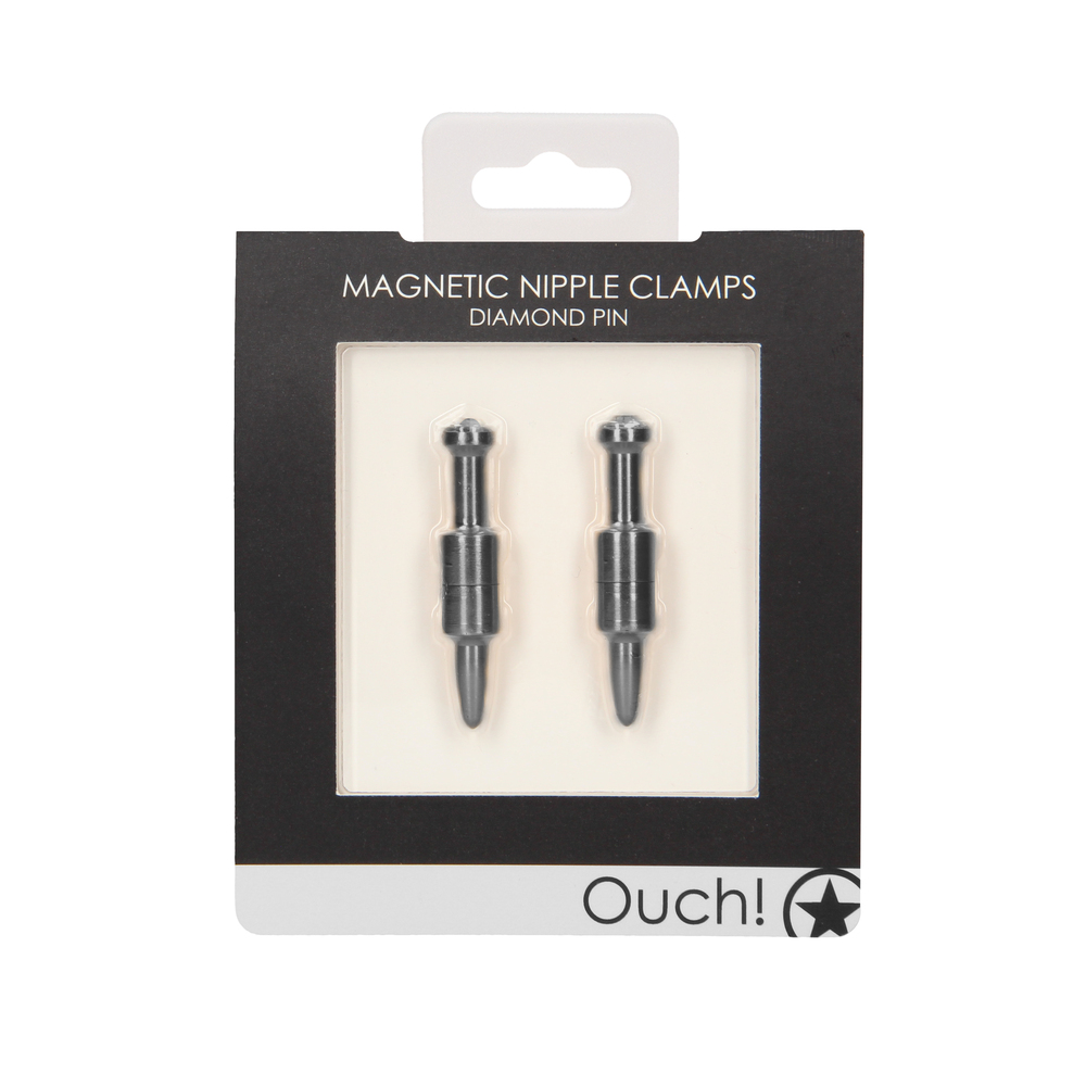 Ouch Magnetic Nipple Clamps Diamond Pin Grey image 2