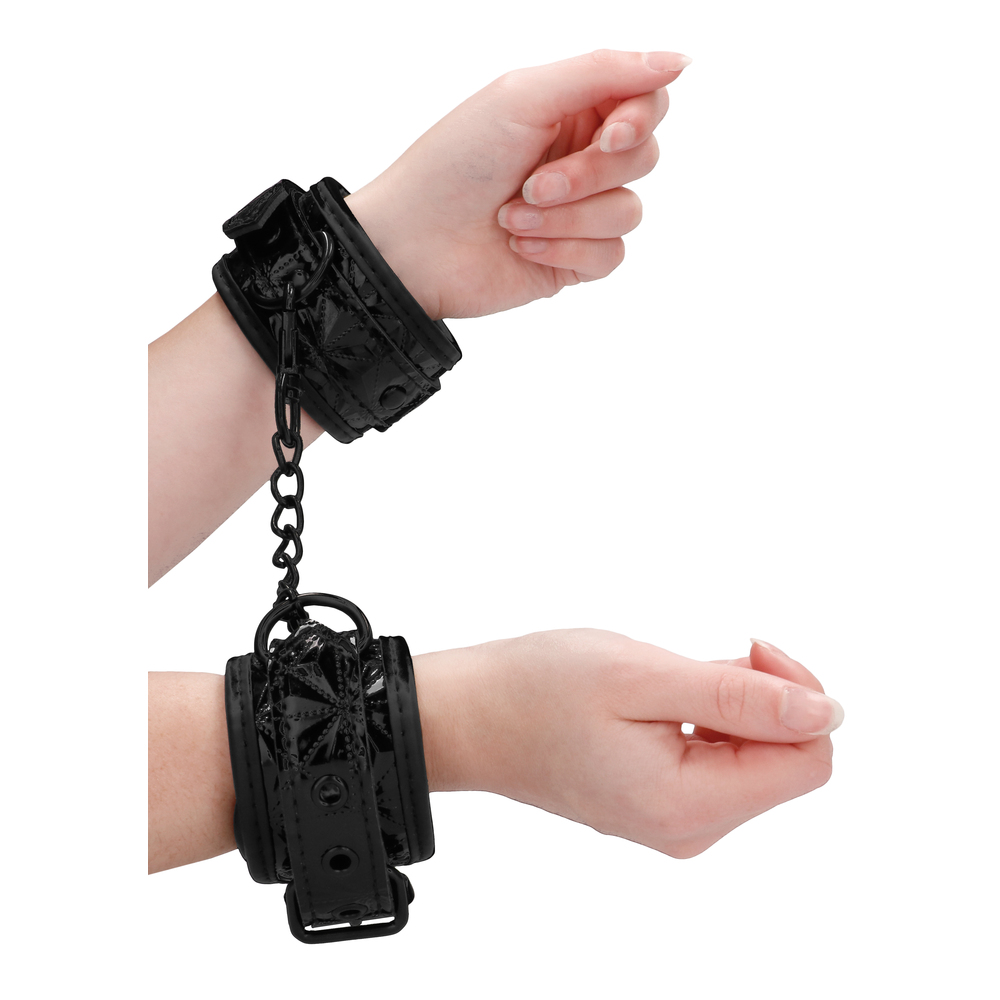 Ouch Luxury Black Hand Cuffs image 2