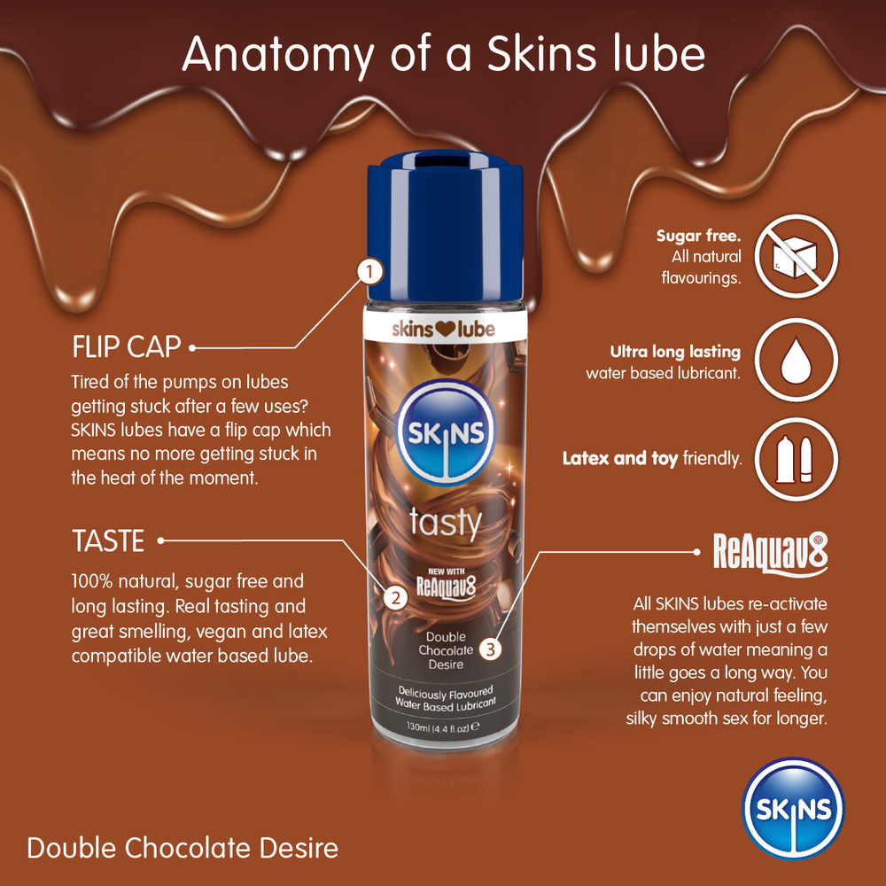 Skins Double Chocolate Desire Waterbased Lubricant 130ml image 2