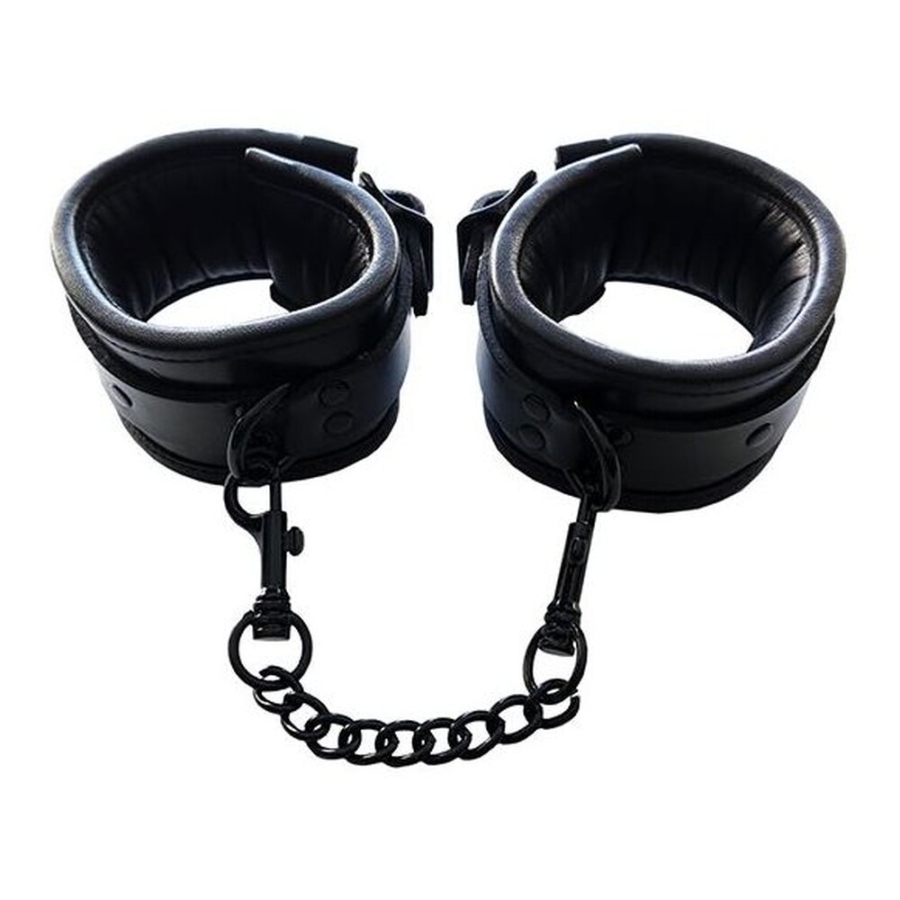 Rouge Padded Leather Ankle Cuffs Black image 1