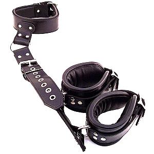 Rouge Garments Black Leather Neck to Wrist Restraints