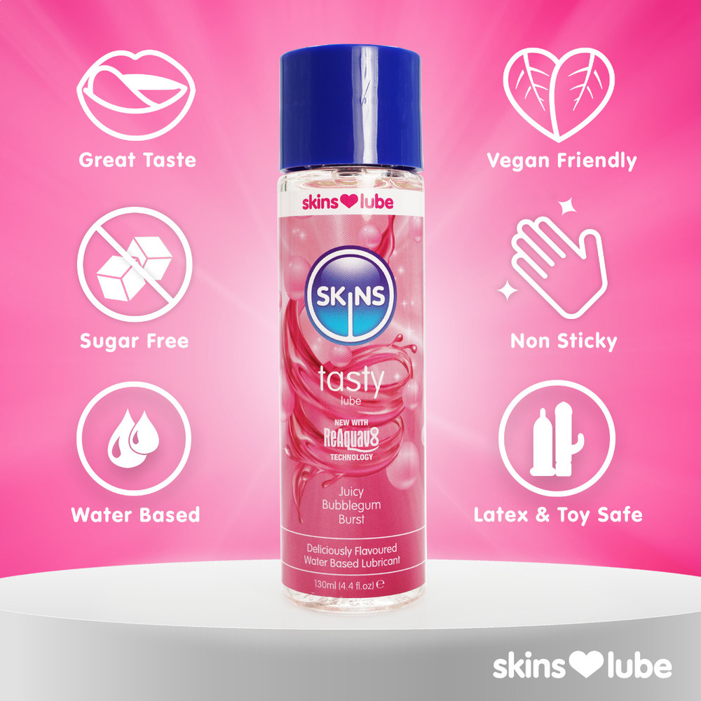 Skins Juicy Bubblegum Blast Waterbased Lubricant 130ml image 2