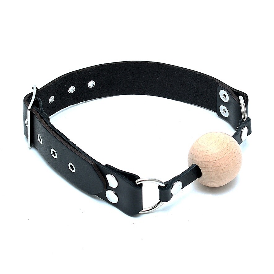 Leather Gag With Wooden Ball image 1