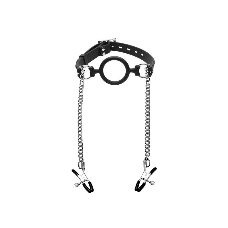 Mutiny Silicone O Ring Gag Plus Nipple Clamps