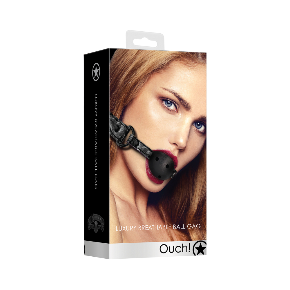 Ouch Breathable Luxury Black Ball Gag image 4