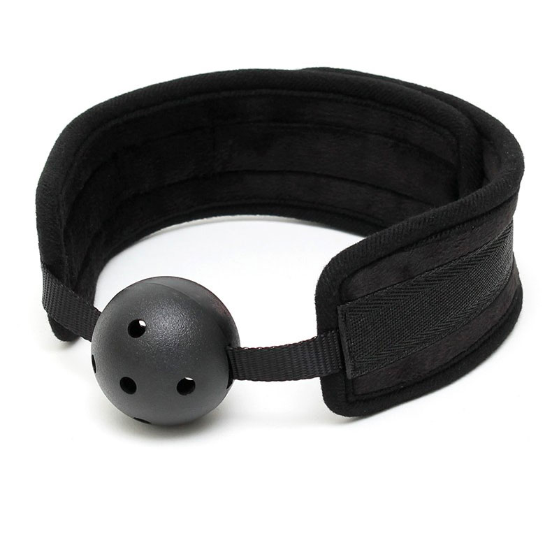 Black Padded Mouth Gag With Breathable Ball image 1