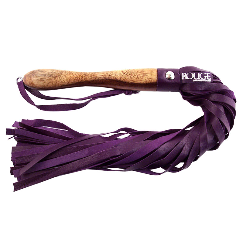 Rouge Garments Wooden Handled Purple Leather Flogger image 1