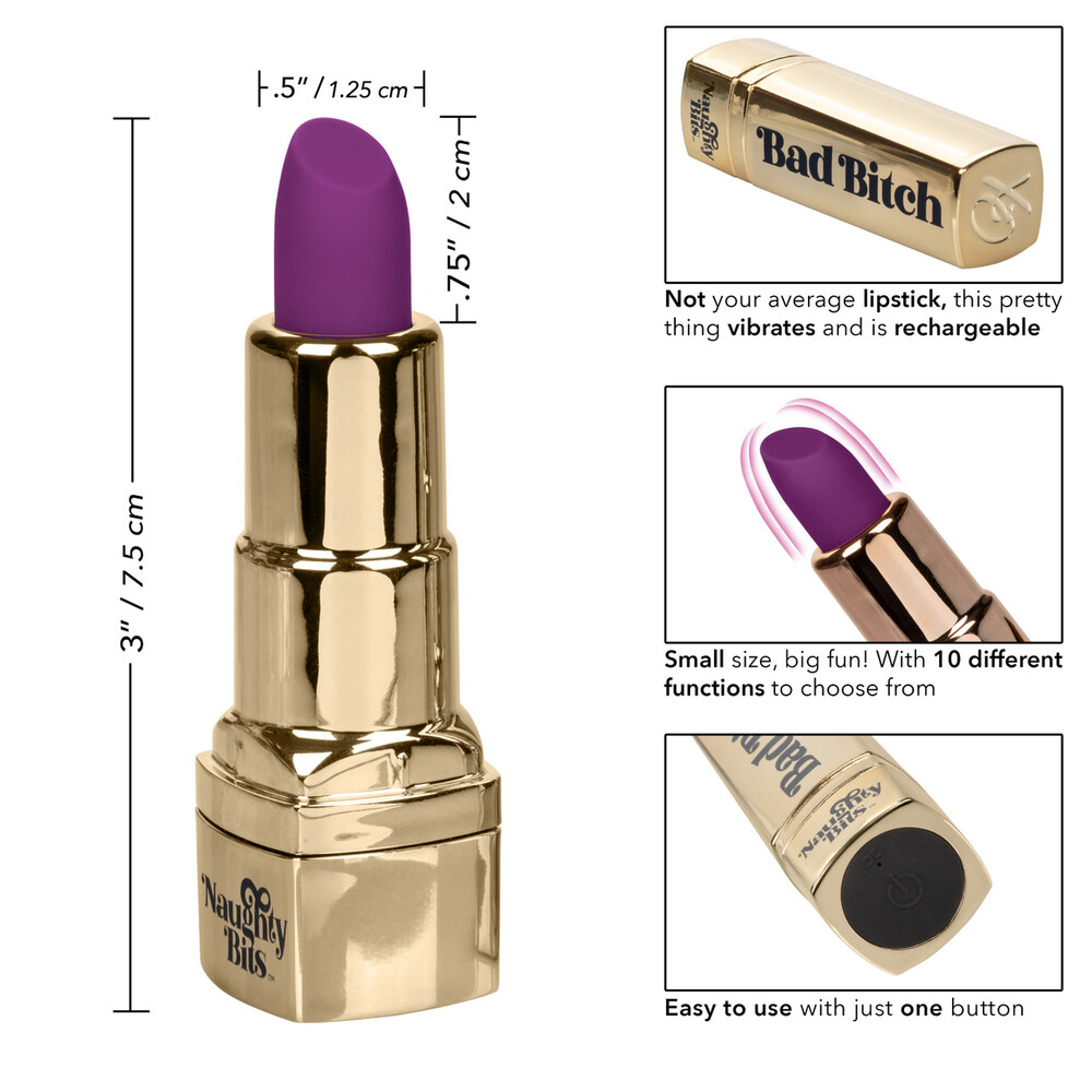Naughty Bits Bad Bitch Rechargeable Lipstick Vibrator image 2